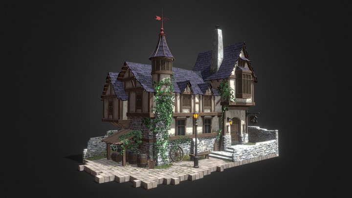 House with a tiled roof 3D Model