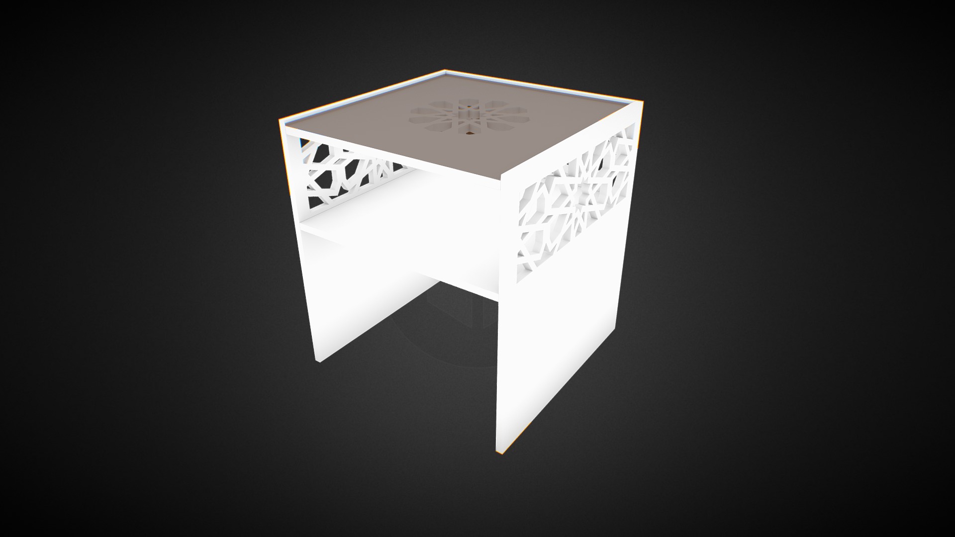 3D model Arabesque side table - This is a 3D model of the Arabesque side table. The 3D model is about a white box with a black background.