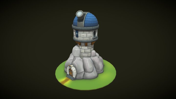 Mountain Observatory Tower - Hand Painted 3D Model