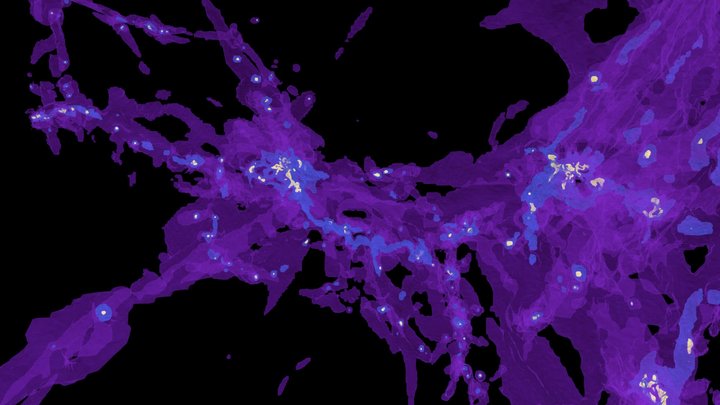 Cosmic web - galaxies formation in filament 3D Model