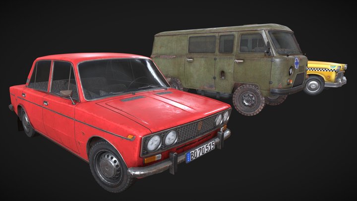 Classic Car Set 3D Model