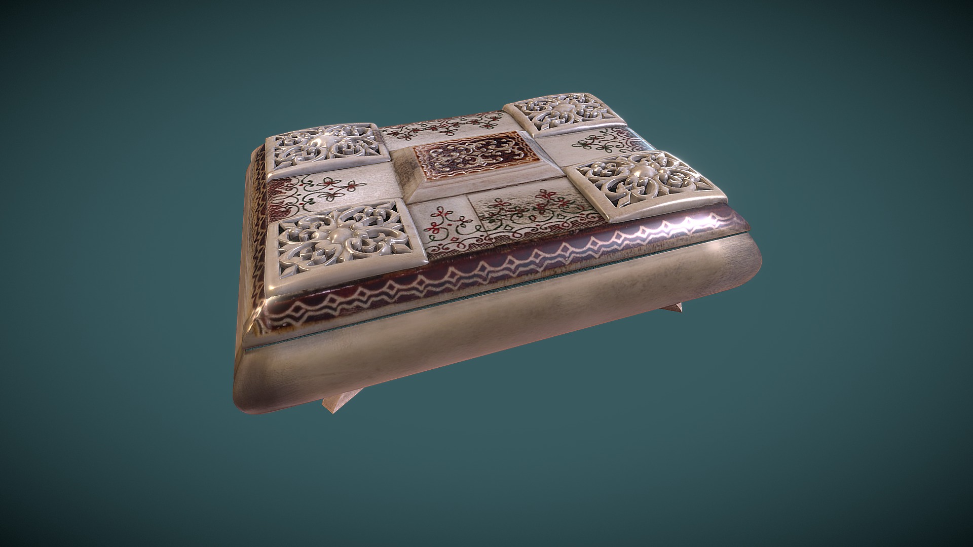 3D model Casket "Spring ornament" - This is a 3D model of the Casket "Spring ornament". The 3D model is about a box with a design on it.