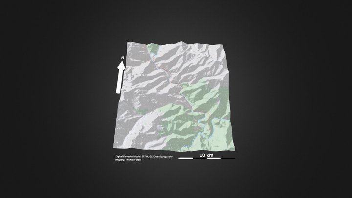 雅鲁藏布江大拐弯（排龙-扎曲）_等高地图 – Free 3D Model STL