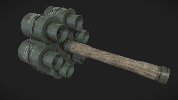 German WWII M24 Anti-Tank Bundle Grenade 3D Model