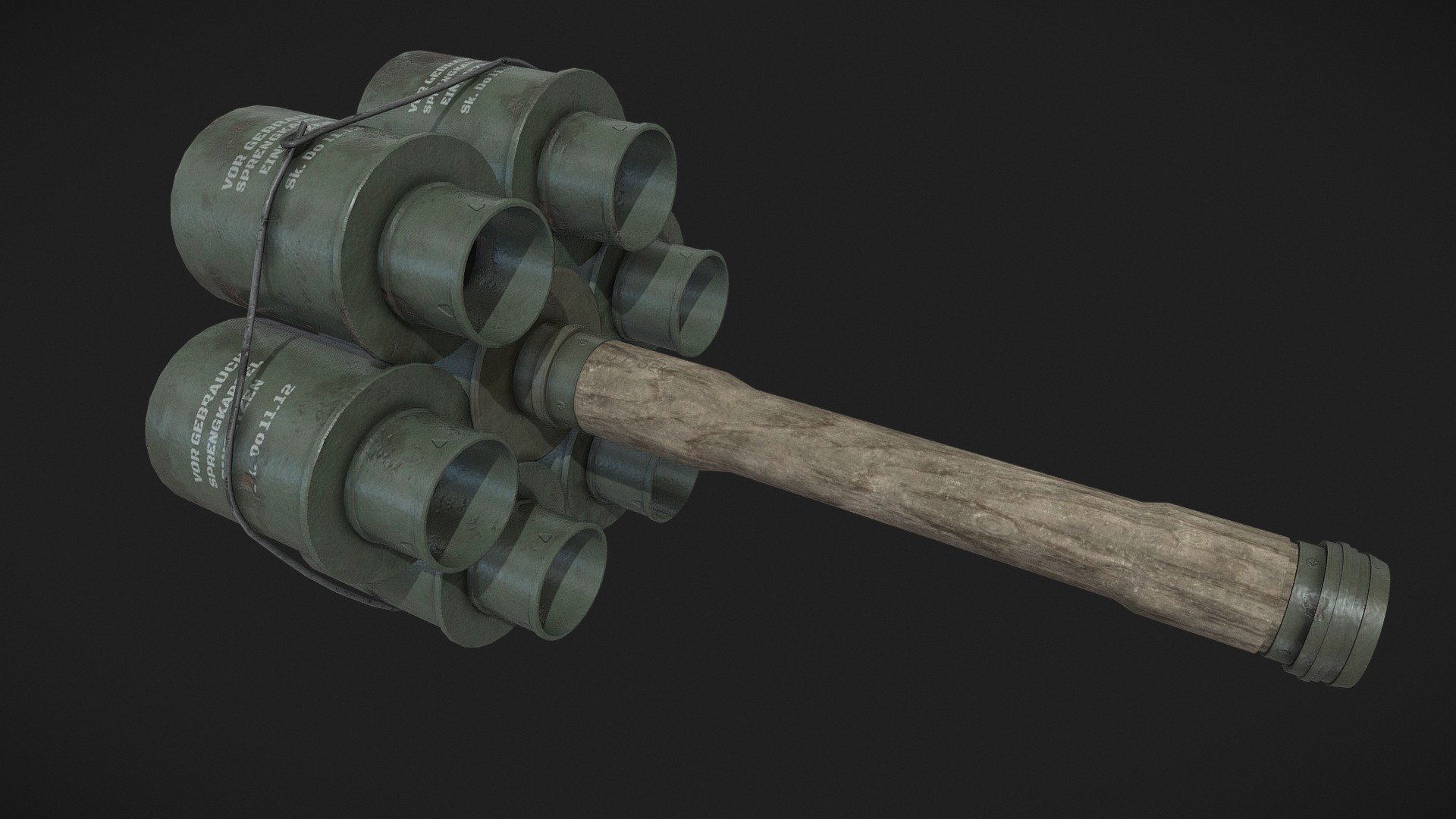 German WWII M24 Anti-Tank Bundle Grenade - 3D model by apesina94 [047a92d]  - Sketchfab