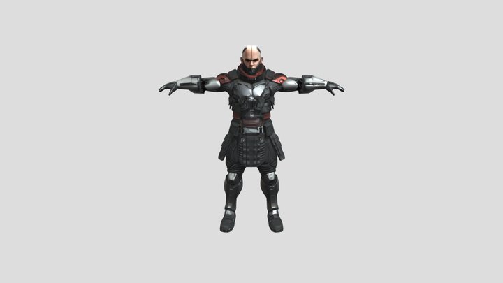 Futuristic armored humanoid in 3D Model