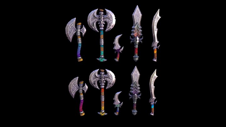 Stylized Fantazy Weapons Pack 1 3D Model
