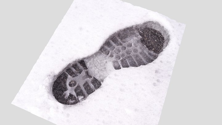 Footprint, boot in snow on asphalt 3D Model