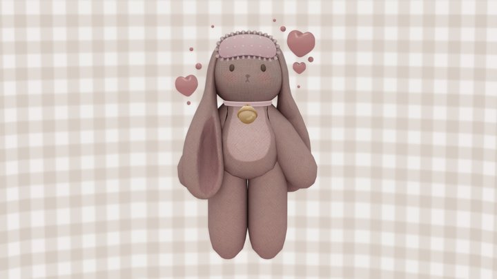 Cute Bunny Plush 3D Model
