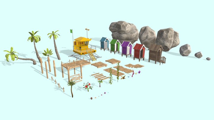 KEKOS Tropical Beach - Environment and Buildings 3D Model