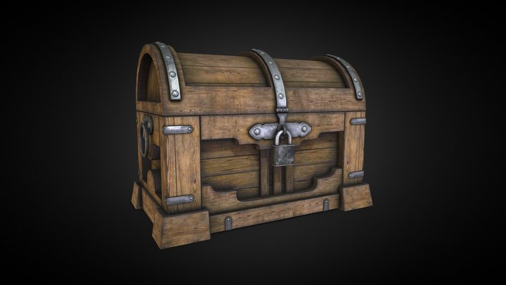 Treasure chest with gold | 3D model