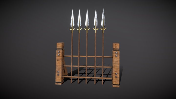 Weapon Rack with Spears 3D Model