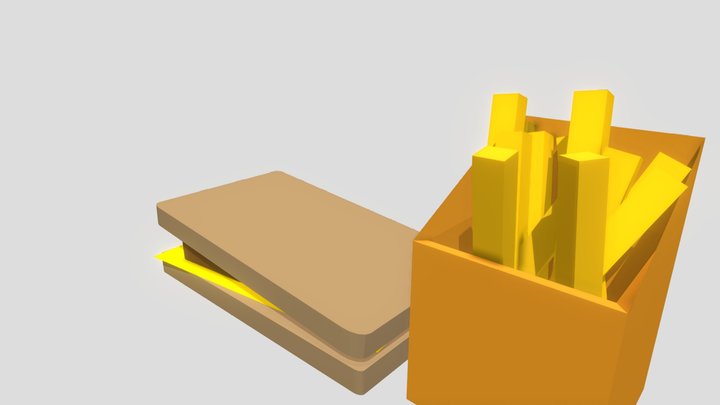 Stylized Low Poly Sandwich Meal – Free 3D Model STL