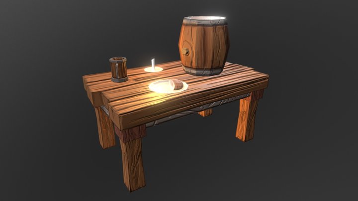 Low poly medieval table 3D Model