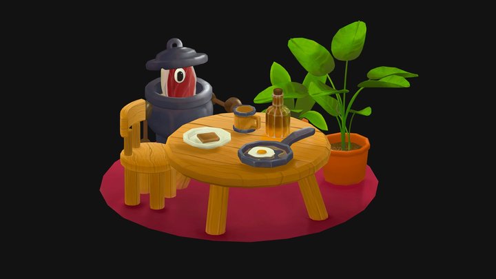 Aesthetic Small Diorama Low Poly 3D Model
