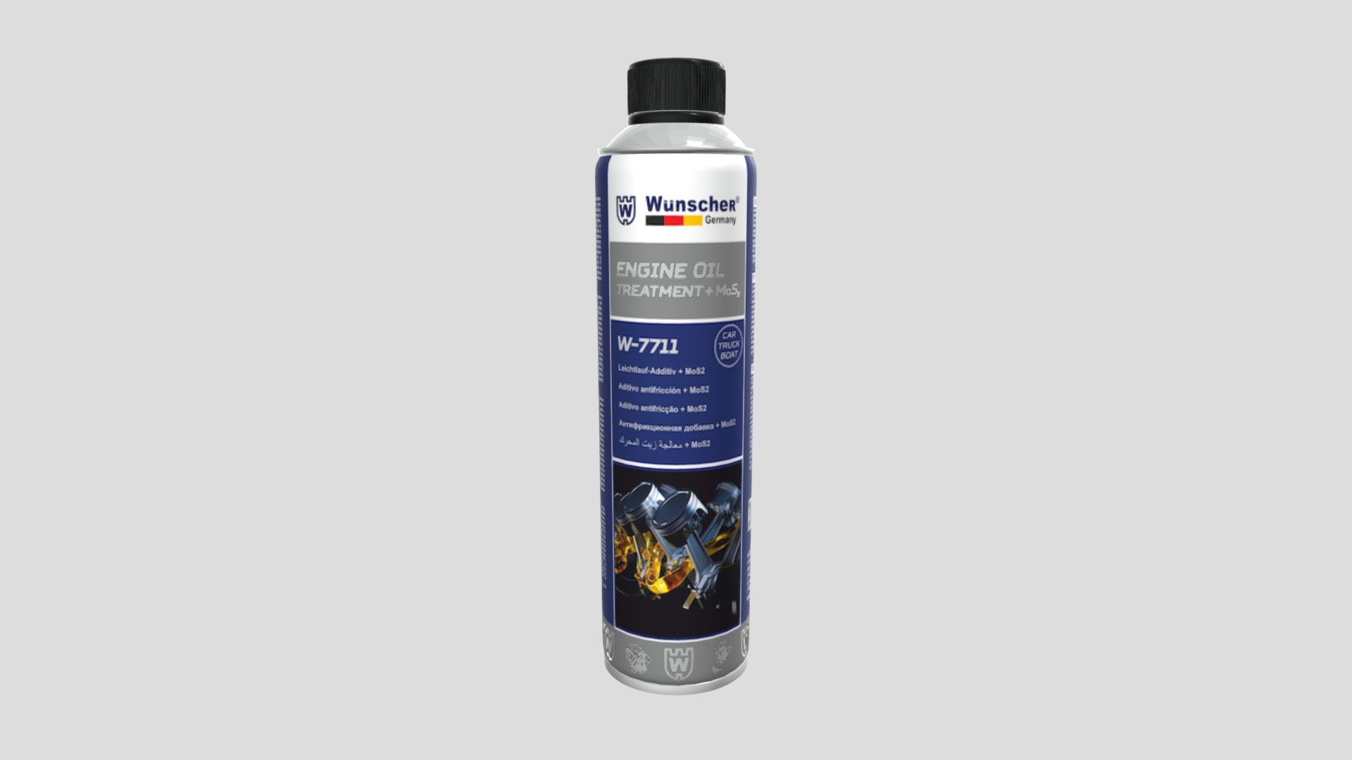 W7711 Engine Oil Treatment + MoS2 — Sketchfab embed 3D viewer