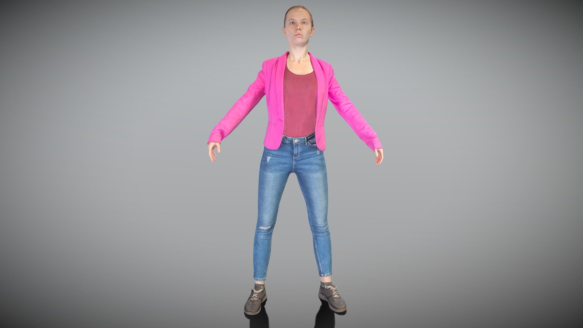 Female in purple jacket ready for animation 200