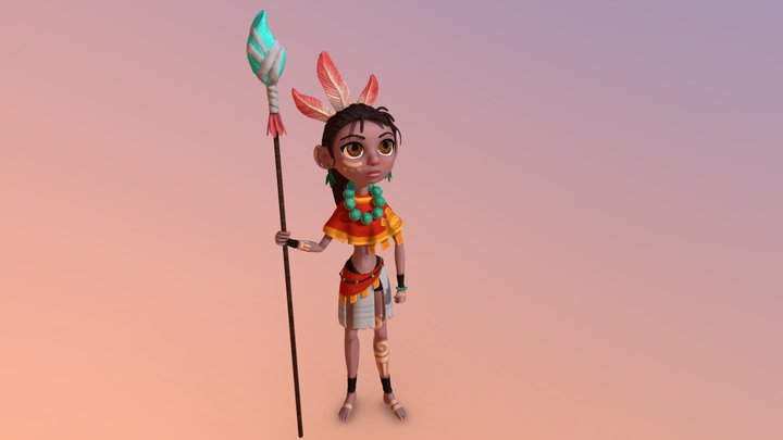 Aztec girl 3D Model