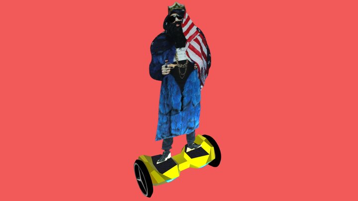 Big Russian Boss on a gyro scooter 3D Model
