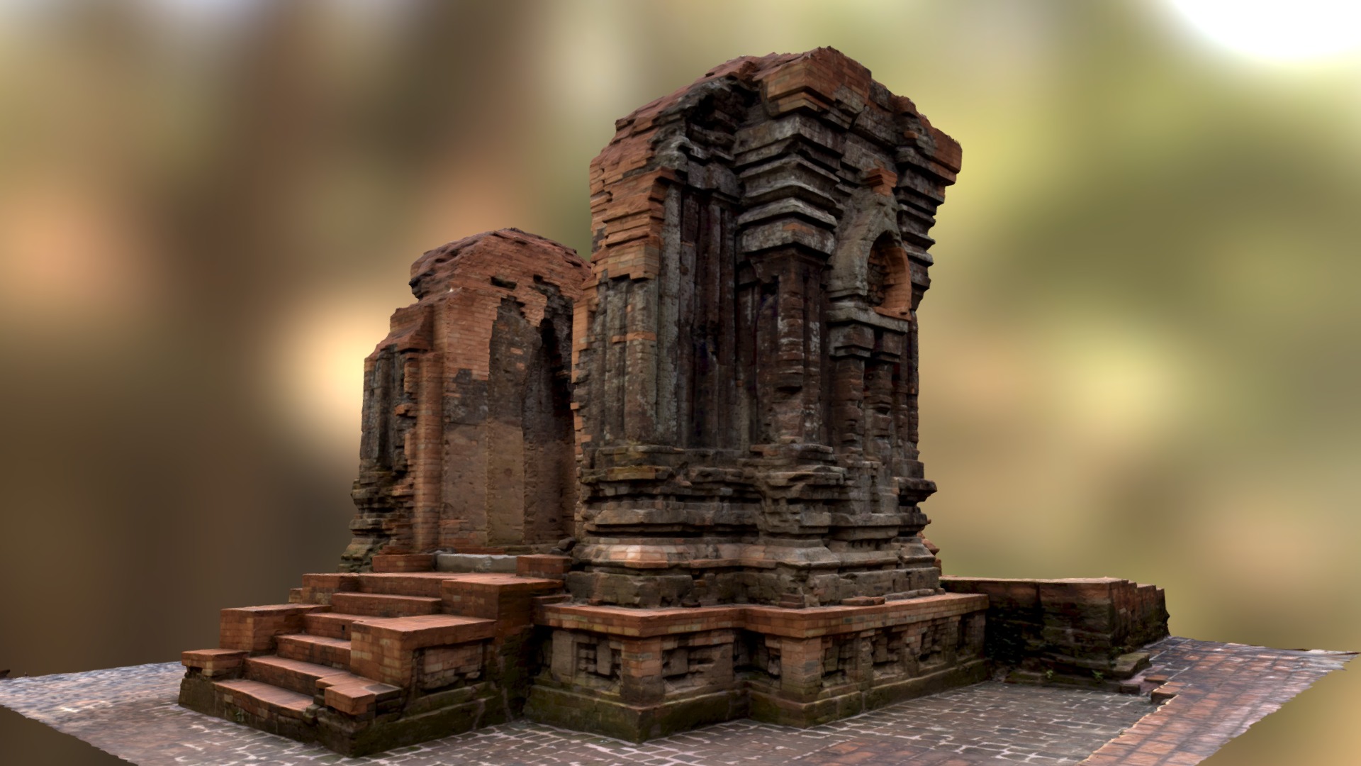 3D model Area K Mỹ Sơn Vietnam - This is a 3D model of the Area K Mỹ Sơn Vietnam. The 3D model is about a stone structure with a stone wall.