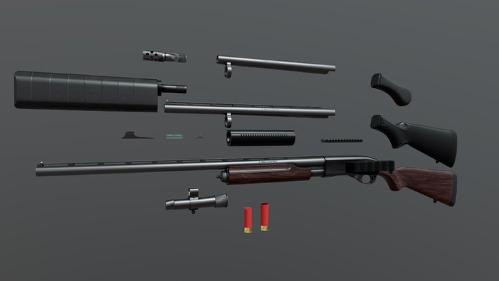 Remington Model 870 Modular 3D Model