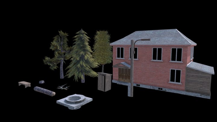 Village environment (Mobile-ready) 3D Model