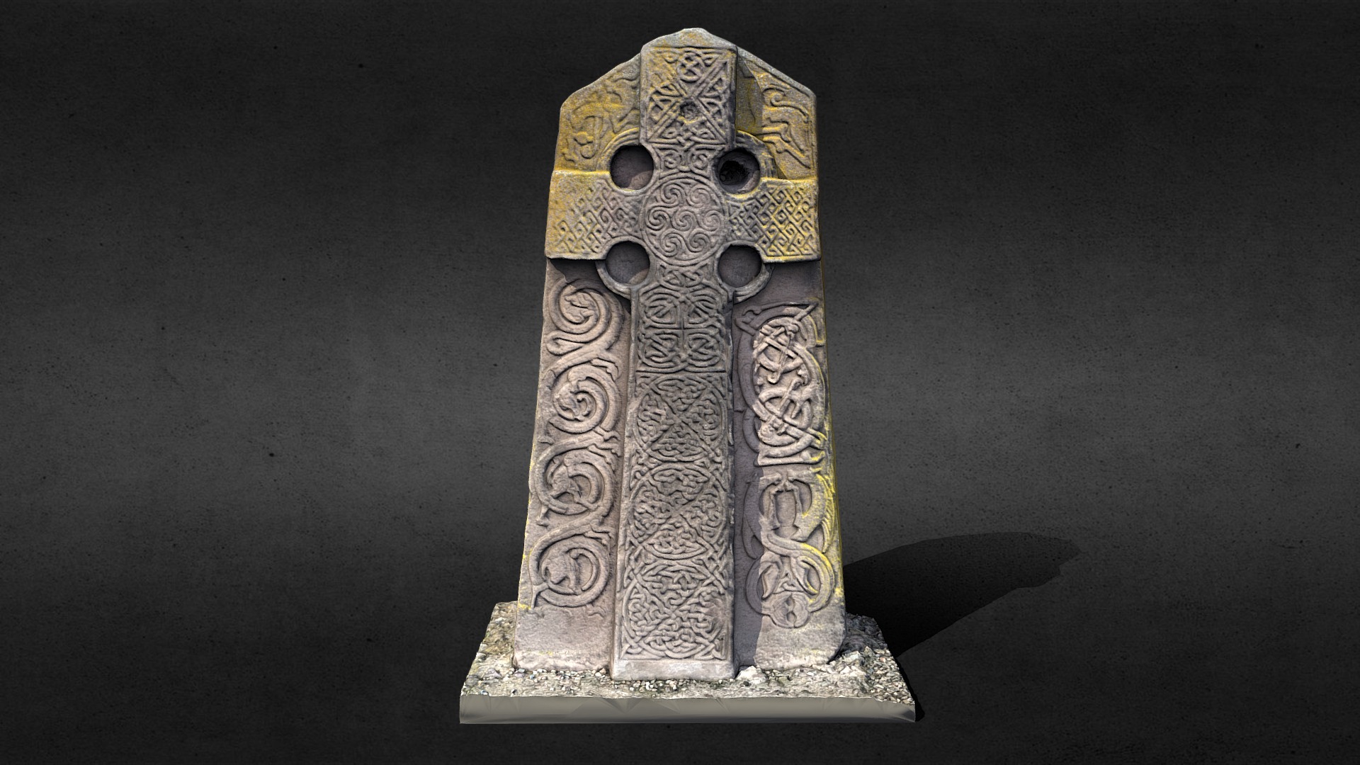 3D model Aberlemno 2 pictish stone cross-slab - This is a 3D model of the Aberlemno 2 pictish stone cross-slab. The 3D model is about a stone sculpture of a person.