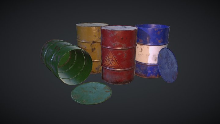 PBR Barrels 3D Model