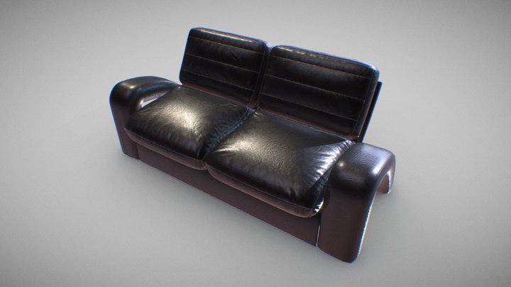Leather Seater Sofa 3D Model