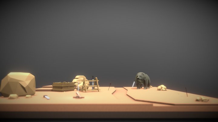 Bear & Desert 3D Model