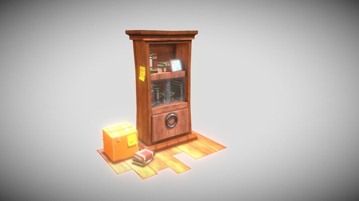 Bookcase stylised 3D Model