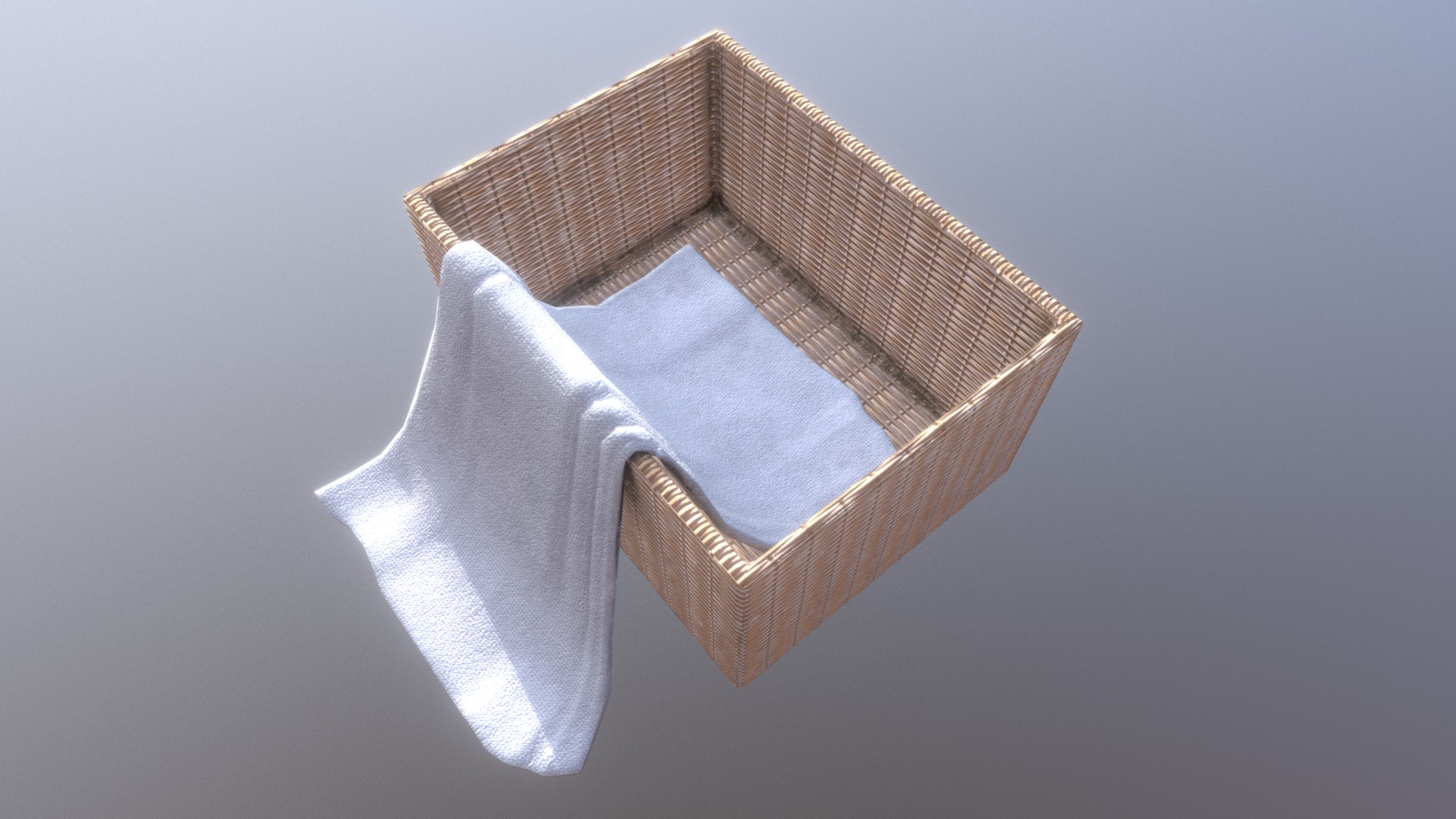 3D model Towel Basket - This is a 3D model of the Towel Basket. The 3D model is about a wooden box with a white background.
