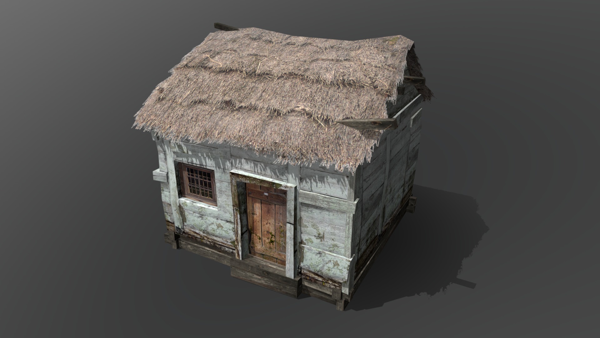 3D model Wooden hut - This is a 3D model of the Wooden hut. The 3D model is about a small house with a roof.
