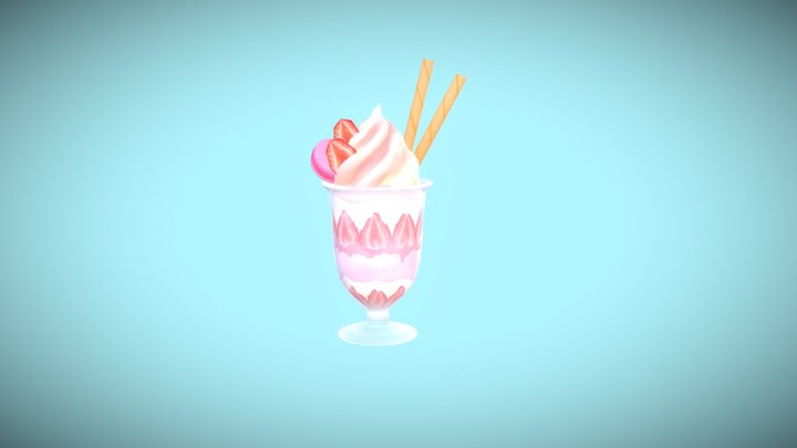 Strawberry Parfait 3D Model