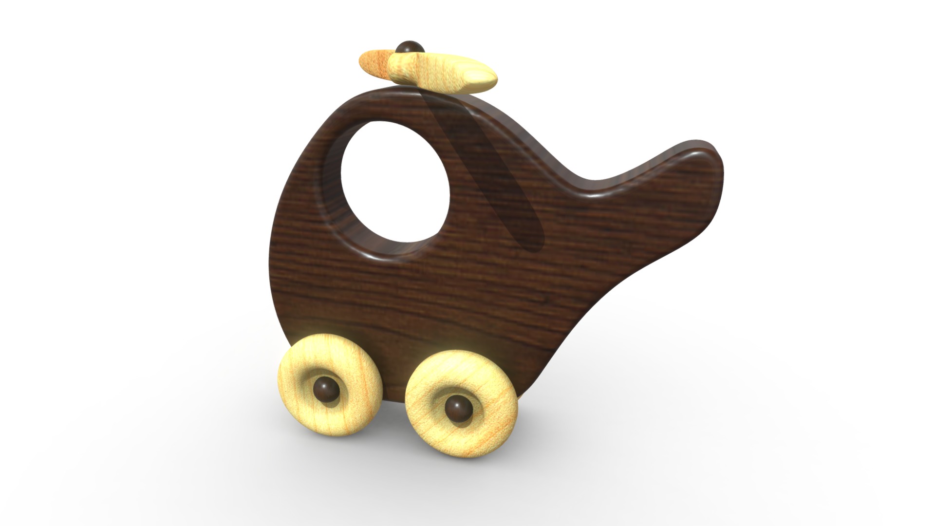 3D model Sesamo Hely Juguete de madera - This is a 3D model of the Sesamo Hely Juguete de madera. The 3D model is about a wooden toy with wheels.