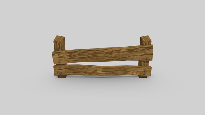 Low poly textured fence 3D Model