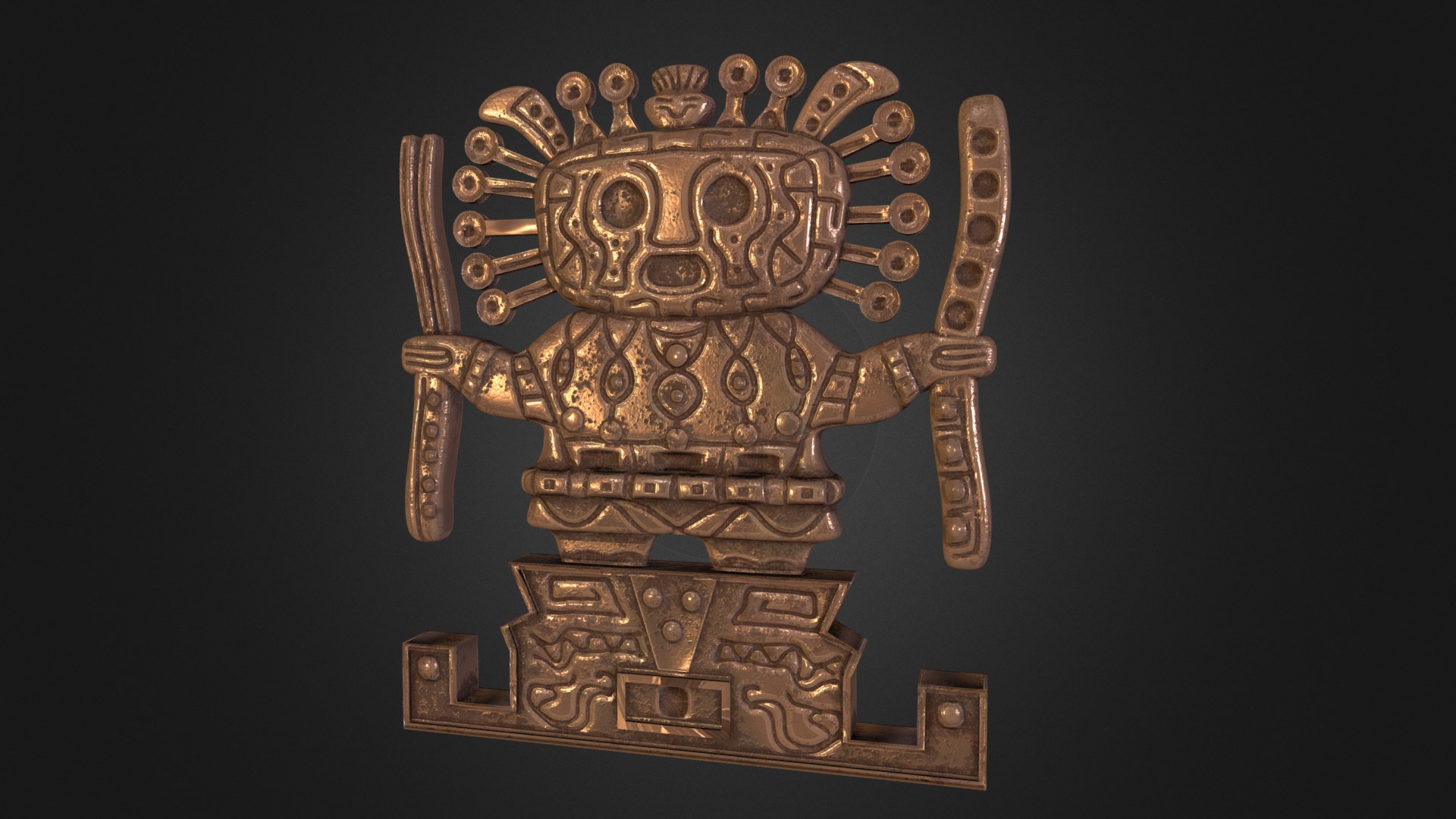 3D model Viracocha Inca God - This is a 3D model of the Viracocha Inca God. The 3D model is about a gold and black statue.