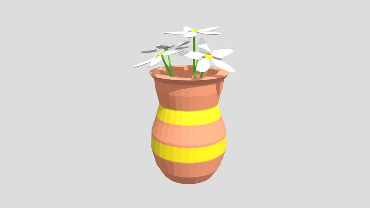 Low Poly, Old-style Flower Vase 3D Model