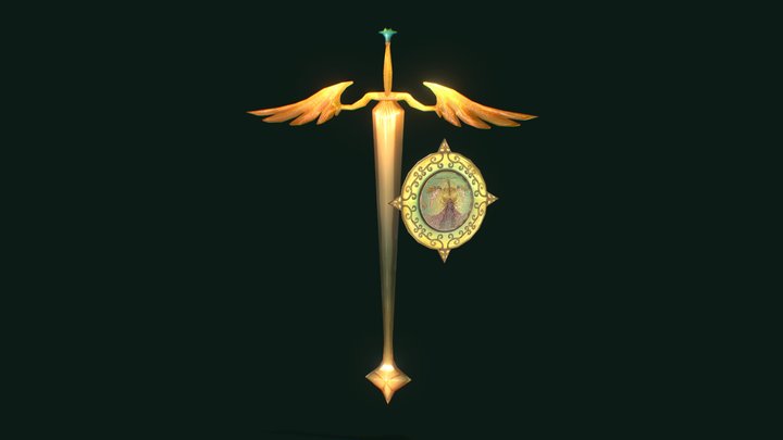 Sacred Sword and Stained glass shield 3D Model