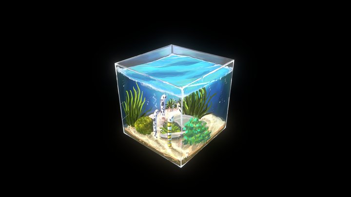 Handpainted Cube - Aquatic 3D Model