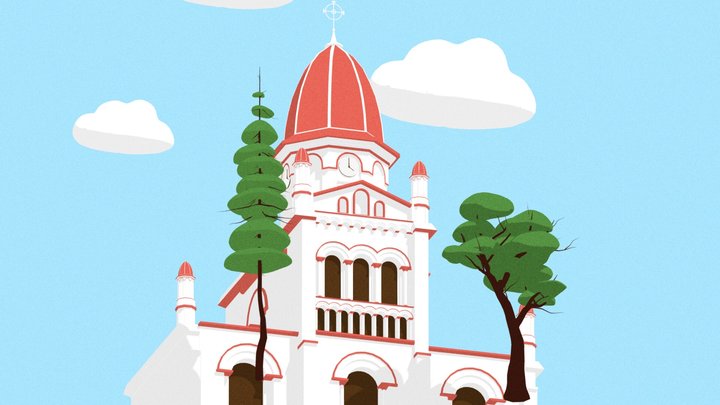 Toon Church 3D Model
