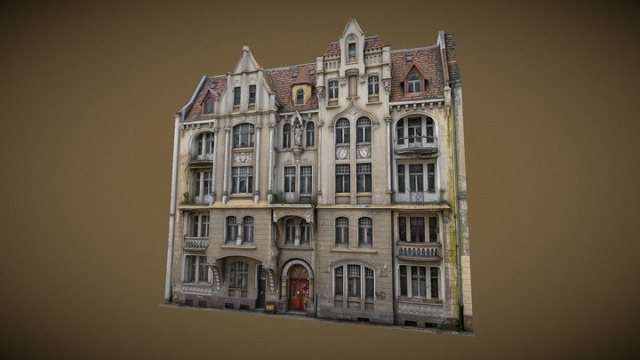 Facade of an Art Nouveau tenement house 01 3D Model