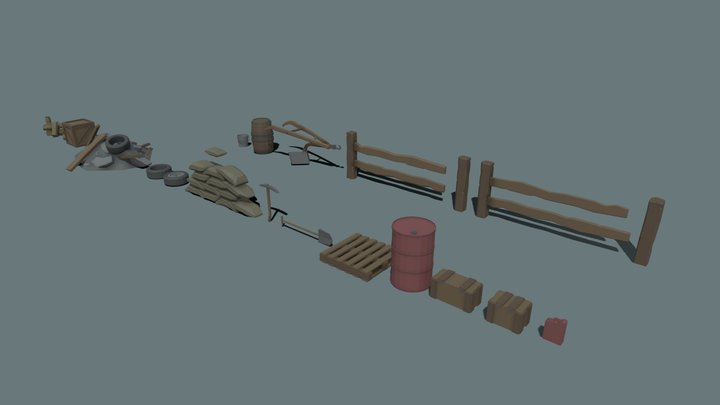 Small Rural War Asset Pack - LowPoly 3D Model