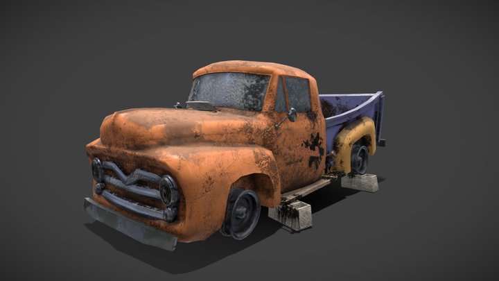 FordF100 Stylized Low-polygone 3D Model