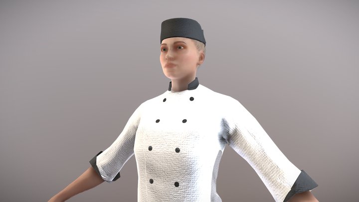 Female Caucasian Chef 3D Model