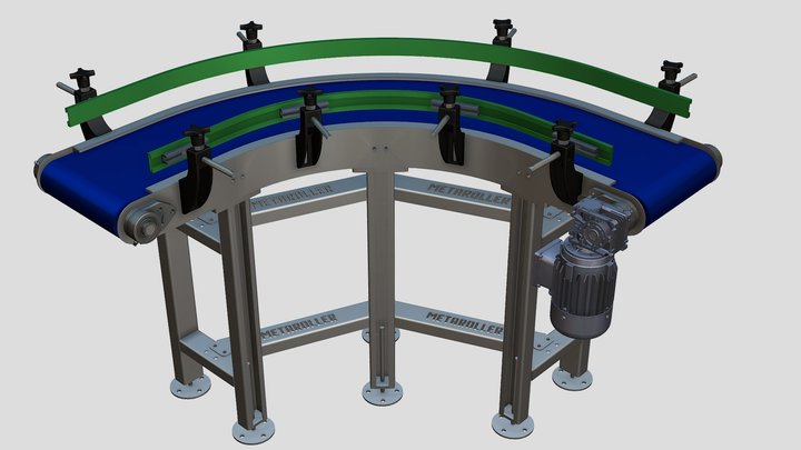 90 Degree Stainless Steel Modular Conveyor 3D Model