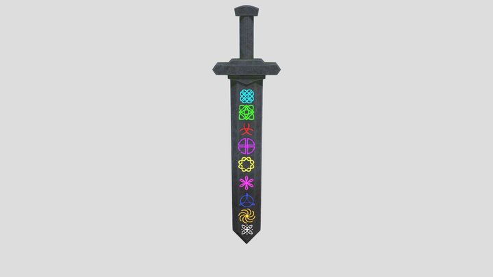 Stylized Stone Sword 3D Model