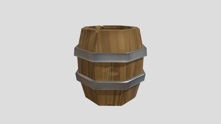 Stylized Low Poly Barrel 3D Model