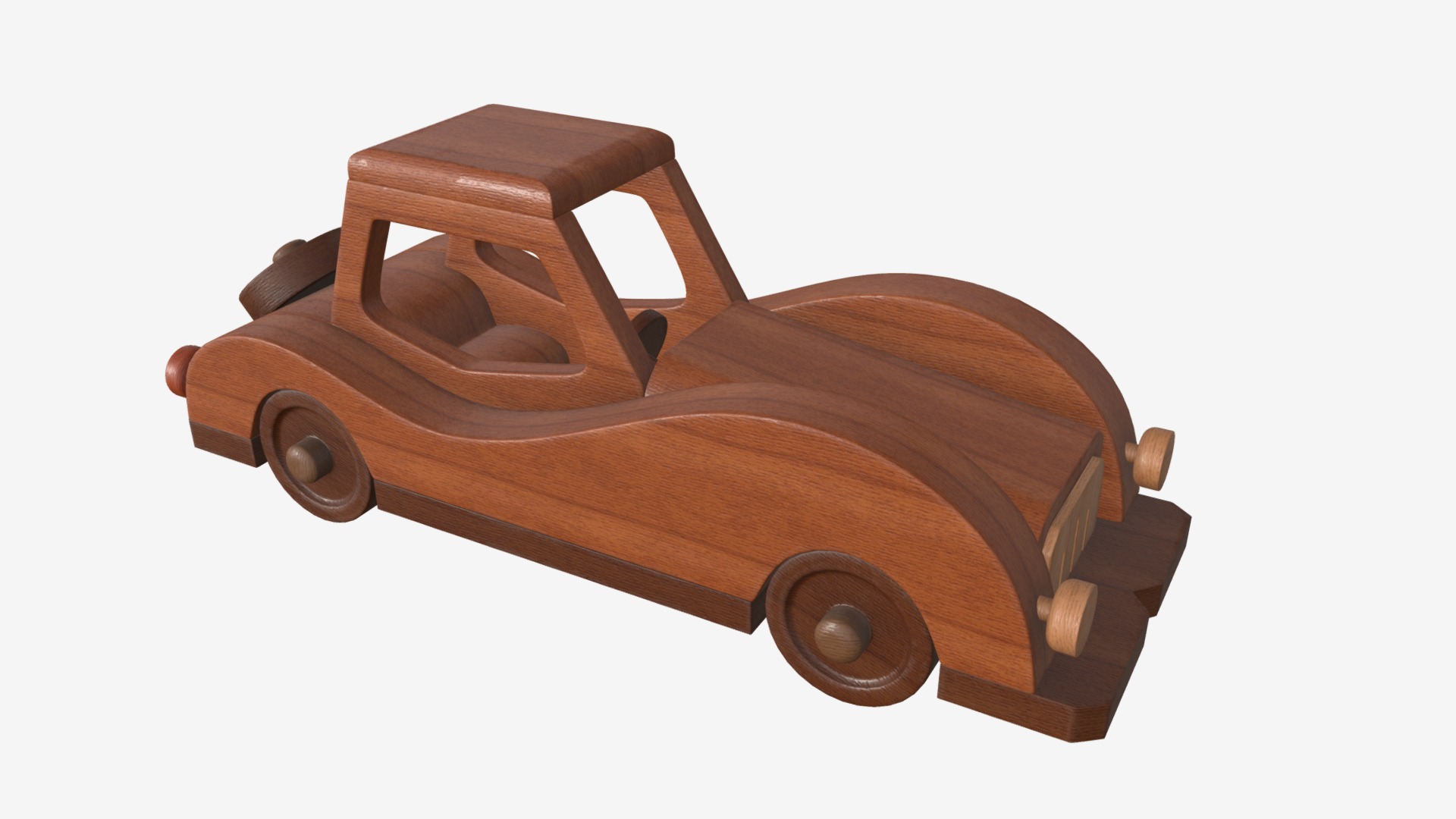 3D model Retro wooden toy car - This is a 3D model of the Retro wooden toy car. The 3D model is about a wooden object with wheels.
