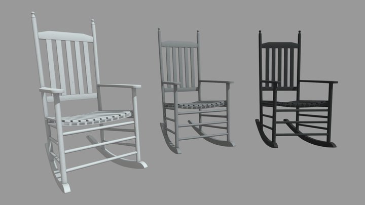 Rocking Chair - White Grey Black 3D Model